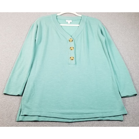 J. Jill Sweaters - J.Jill Sweater Women's XS Extra Small Green Long Sleeve Stretch Knit V Neck Top